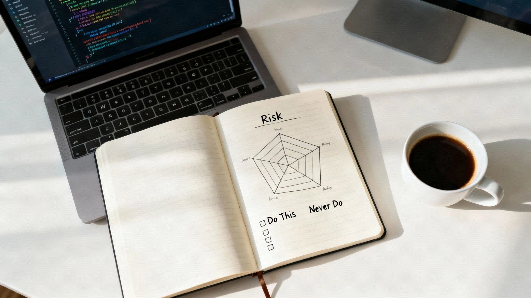 A person sketching out a simple flowchart on a whiteboard, representing the planning phase of building AI guardrails.